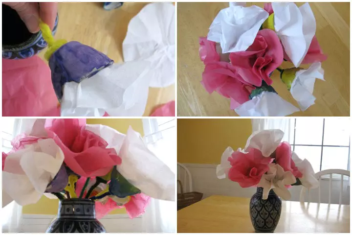 Egg carton flowers sculpture idea for kids