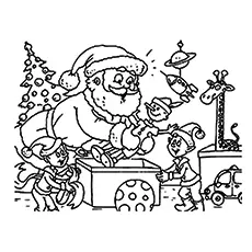 Santa Claus Elves Working coloring page