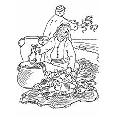 Fishermen Sorting Fish coloring page