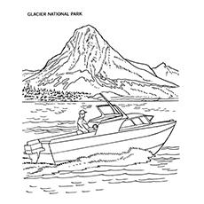 Glacier National Park, Lake coloring page