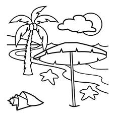 Hawaiian beach coloring page