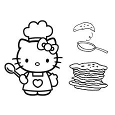 Hello Kitty is ready with the pancake coloring pages for your little ones