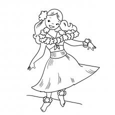 Hula Dancer, Hawaiian coloring page