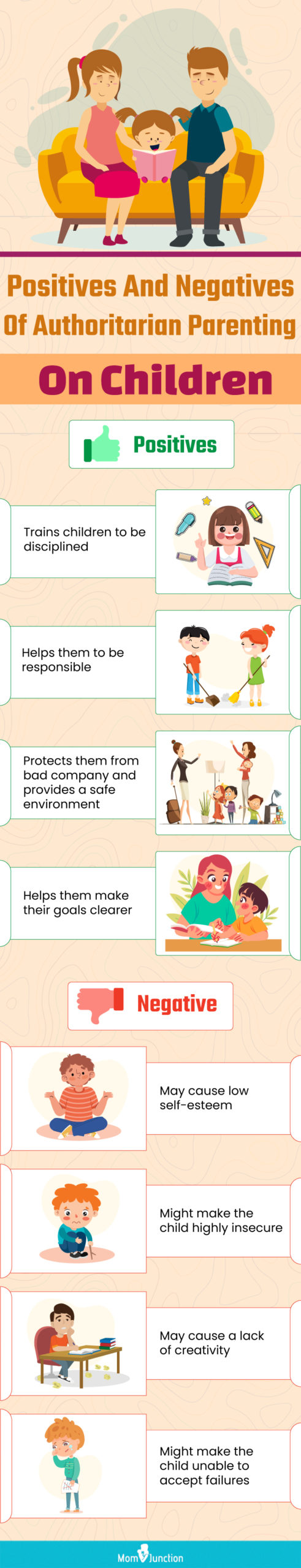 positives and negatives of authoritarian parenting on children (infographic)