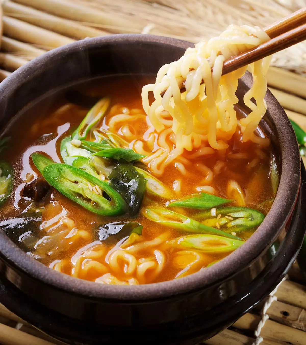 A Pregnant Woman Eating Instant Noodles