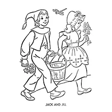 Jack And Jill Going To Fetch Water coloring page_image