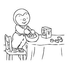 Kid making pancake butter free printable coloring page for your little ones