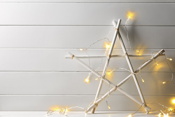 Wooden star with lights