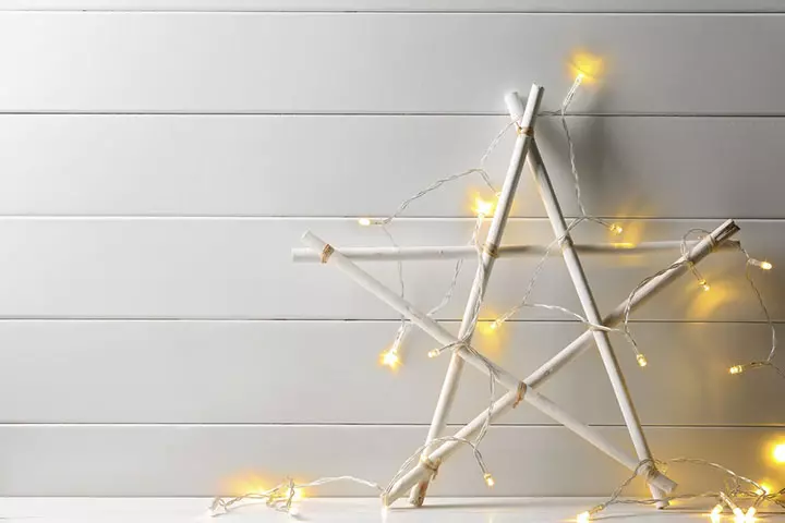 Wooden star with lights