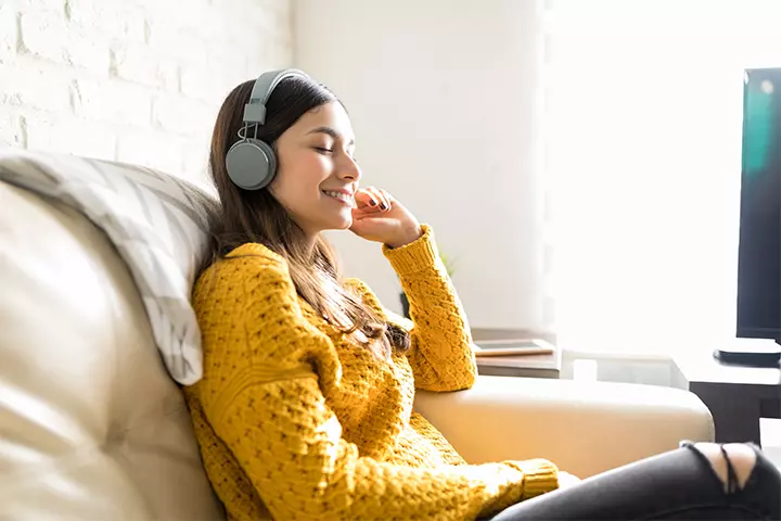 Listen to calm music during 8th week pregnancy.