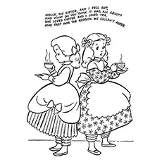 Molly And Her Sister Enjoying Coffee coloring page_image