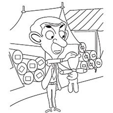 Funny Mr. Bean Attending A Fair coloring page