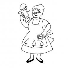 Mrs. Santa Claus Making A Doll coloring page