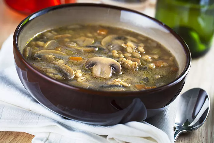 Mushroom and barley soup for kids