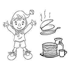 Noddy and pancakes coloring pages for your little ones to print