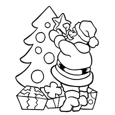 Santa Claus Decorating The Christmas Tree coloring page