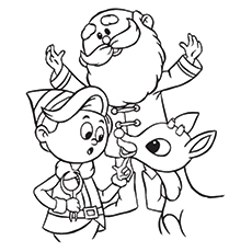 Santa Claus With Reindeer And Jultomten coloring page