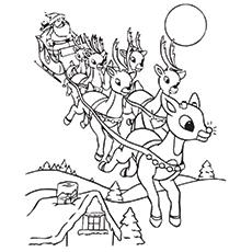 Santa Claus With Rudolf coloring page