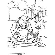 Shrek And Donkey At The Lake coloring page