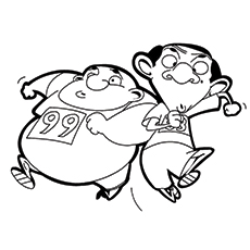 The Running Battle, Funny Mr. Bean coloring page