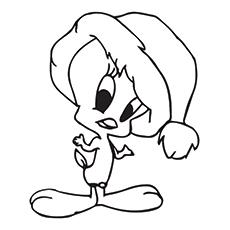 Tweety In Santa Claus coloring page