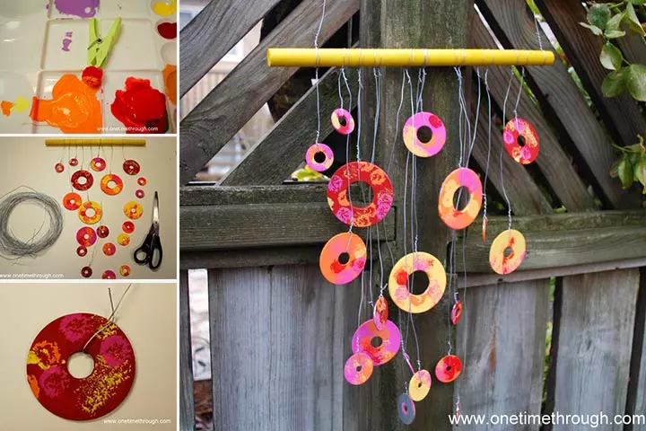 Easy-to-make washer windchime as Christmas gift for kids