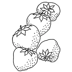 Five strawberries coloring page