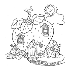 Strawberry house coloring page