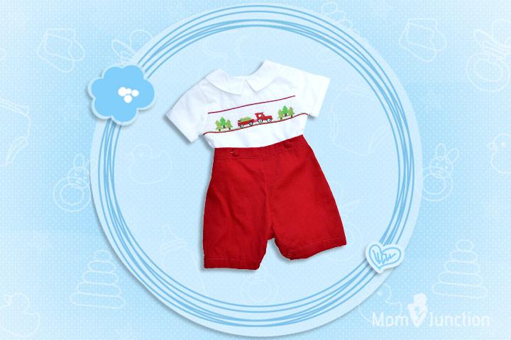 LuLu BeBe Toddler Boys Blue Pants with Smocked Christmas Train Shirt main image 0