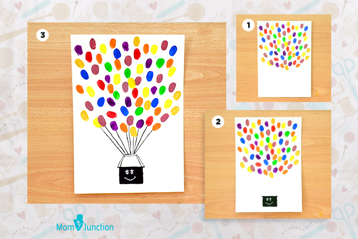 Beautiful balloon finger and thumb painting for kids