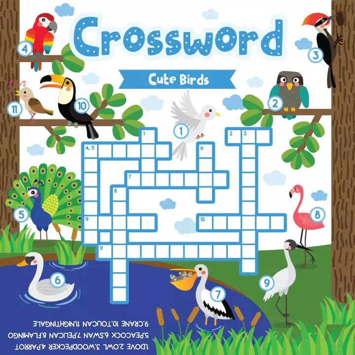 Birds crossword puzzles for kids