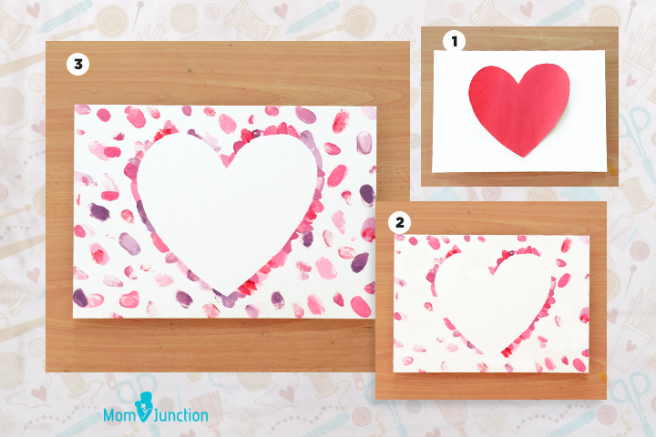 Canvas heart art finger and thumb painting for kids