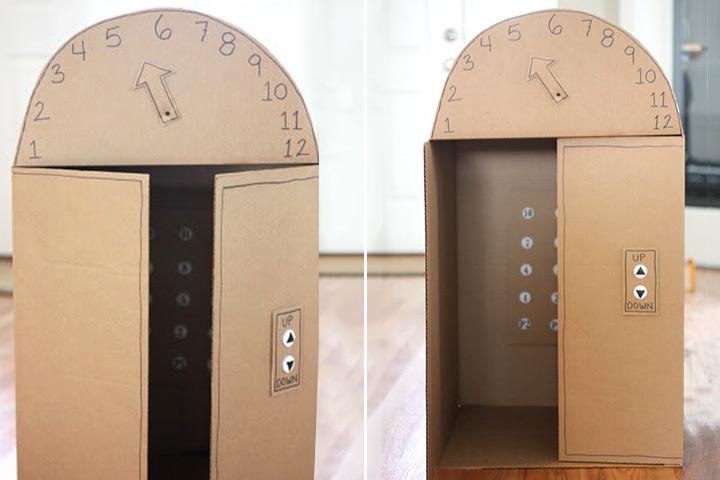 Elevator cardboard box crafts for kids