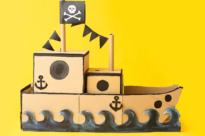 Craft pirate ship cardboard box crafts for kids