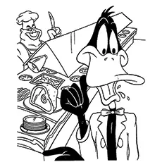 Daffy The Waiter coloring page