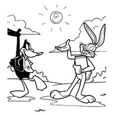 Daffy With Bugs coloring page