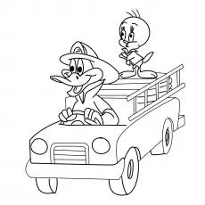 Daffy Duck With Tweety coloring page
