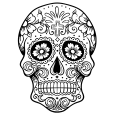 Dia de los Muertos skull coloring page