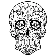 Dia de los Muertos skull coloring page