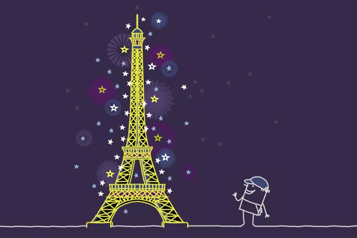 Draw fireworks at Eiffel Tower French activities for kids