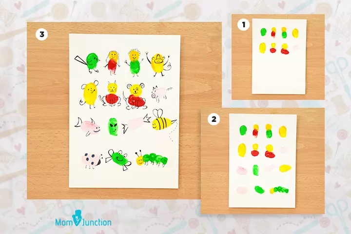 Fingerprint characters painting for kids