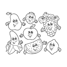 Strawberry with other fruits coloring page