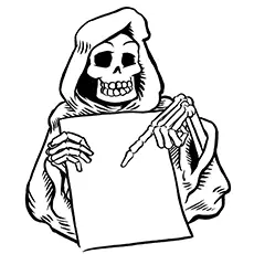 Grim Reaper skull coloring page