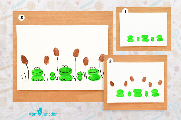 Happy frogs finger and thumb painting for kids