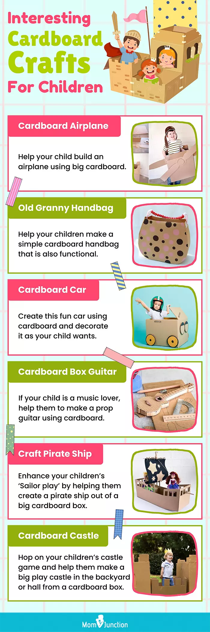 interesting cardboard crafts for children (infographic)
