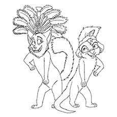King Julien and Clover meerkat coloring page