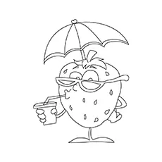 Mr. Strawberry drinking juice coloring page