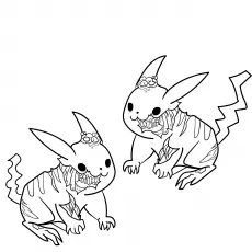 Pikachu As Zombie coloring page_image