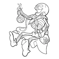 Pirate doing an experiment skull coloring page