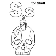 S for skull coloring page